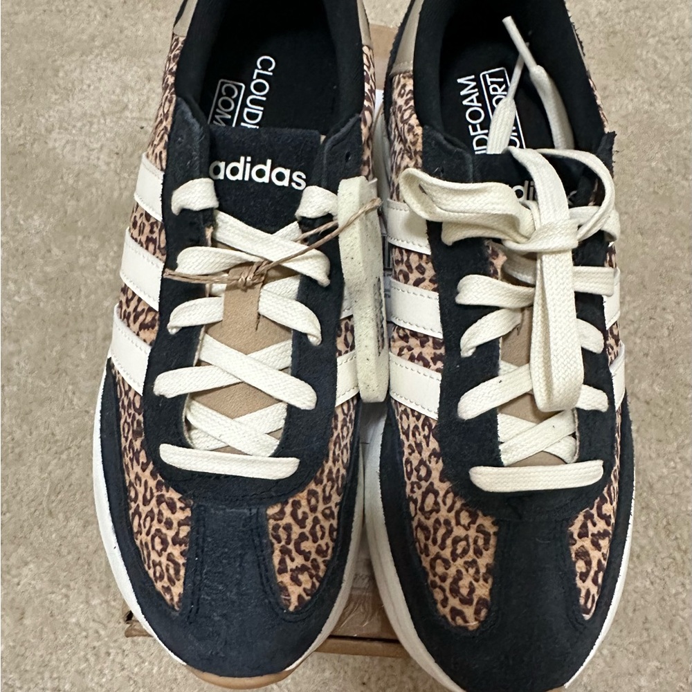 Adidas Women's Black and Tan Leopard Sneakers size 7.5